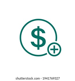 Extra cash icon. Clipart image isolated on white background.