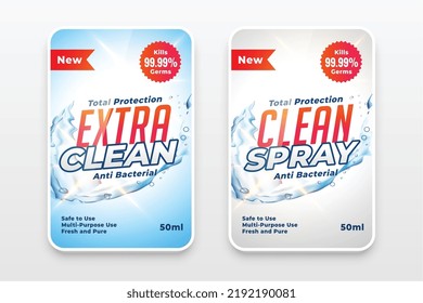 extra clean detergent labels stickers design set