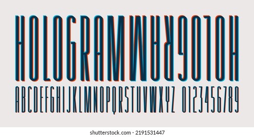 Extra condensed sans serif font with shift distortion effect. Letters and numbers for label and emblem design