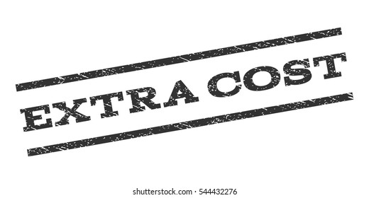 Extra Cost watermark stamp. Text caption between parallel lines with grunge design style. Rubber seal stamp with dust texture. Vector gray color ink imprint on a white background.