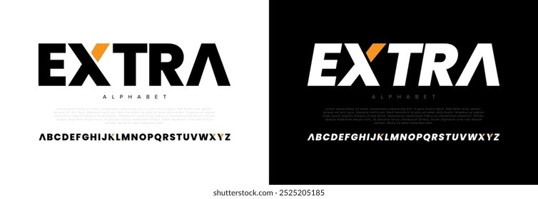 Extra creative modern geometric urban alphabet font. Digital abstract futuristic, game, techno, robot, music, logo, sport, minimal technology typography. Simple numeric vector illustration