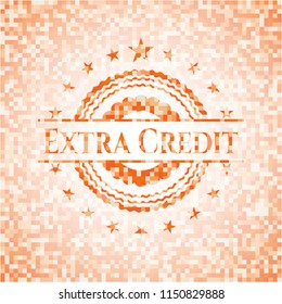 Extra Credit abstract orange mosaic emblem