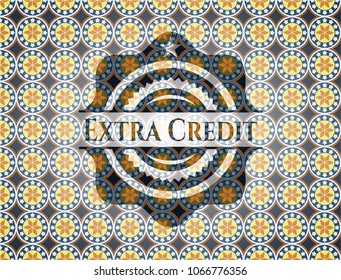  Extra Credit arabic emblem background. Arabesque decoration.