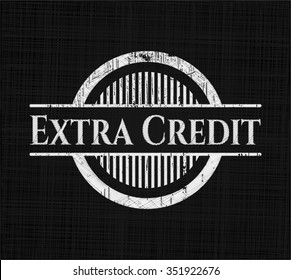 Extra Credit chalkboard emblem on black board