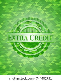 Extra Credit green emblem with triangle mosaic background