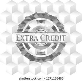Extra Credit grey badge with geometric cube white background