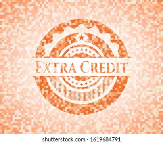 Extra Credit orange mosaic emblem. Vector Illustration. Detailed.