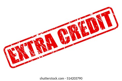 EXTRA CREDIT red stamp text on white