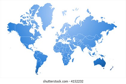 Extra detailed border map of the world