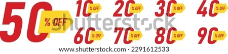 Extra discount sticker label set. Discount label, badges, stickers, banners with 30, 10, 20, 40, 50, 60, 70, 80, 90 percent off. Price reduction with different discount amount. 