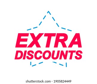 Extra Discount-Etiketten. Redeblasen und Marketingaufkleber.