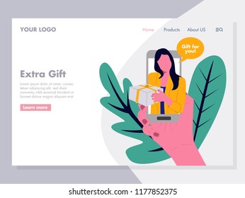 Extra Gift vector Illustration for landing page
