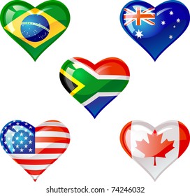 Extra glossy  Flag heart,are good for: icon, button, design, decoration, or as a symbol.