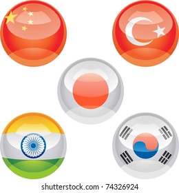 Extra glossy vector Flag button, nation flag icon.