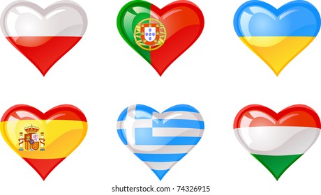 Extra glossy vector Flag heart, are good for: icon, button, design, decoration, or as a symbol.