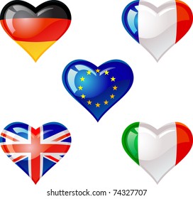 Extra glossy vector Flag heart, are good for: icon, button, design, decoration,  symbol.