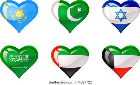 Extra glossy vector Flag heart, are good for: icon, button, design, decoration,  symbol.
