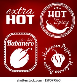 Extra hot chili and habanero pepper labels. Gradient mesh