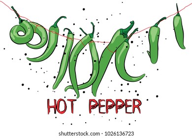 Extra hot chilli peppers. Vector illustration.