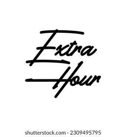 Extra Hour. Hand drawn lettering logo for social media content