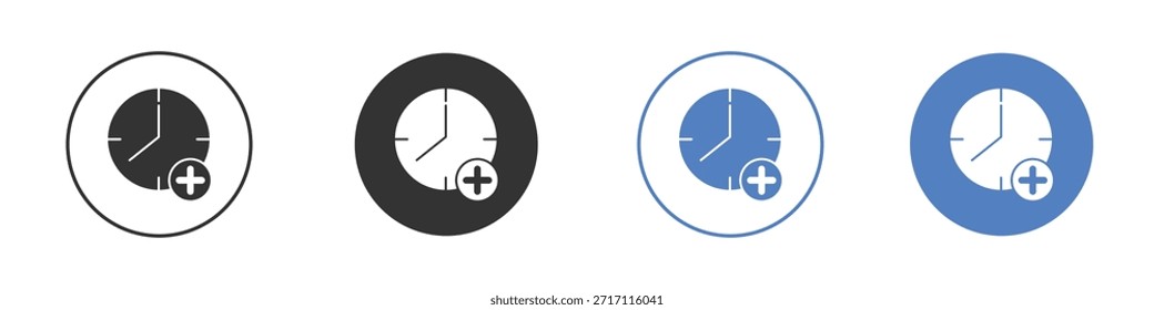 Conjunto de pictogramas do ícone de horas extras. Designs de ícone de vetor