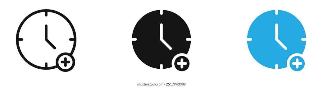 Extra hours icon vector set illustration