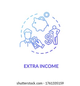 Extra income blue gradient concept icon. Investment to make additional earning. Revenue for employee. Successful marketing idea thin line illustration. Vector isolated outline RGB color drawing