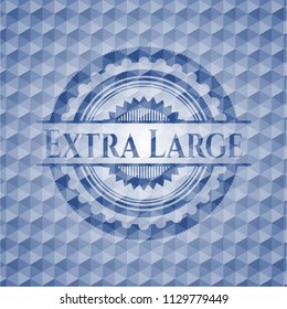 Extra Large blue badge with geometric pattern background.