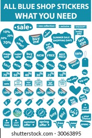 extra large blue shop stickers. vector