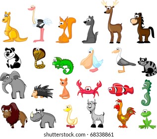 extra large ETS animals including kangaroos, ostrich, squirrel, coyote, deer. horse, panda, cobra, chameleon, a pelican, seagulls, albatross, raccoon, elephant,