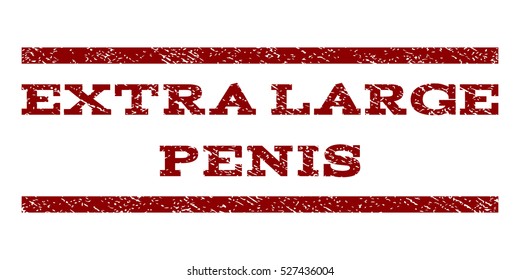 Extra Large Penis watermark stamp. Text caption between horizontal parallel lines with grunge design style. Rubber seal dark red stamp with dust texture. Vector ink imprint on a white background.