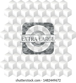 Extra Large realistic grey emblem with geometric cube white background