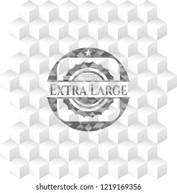 Extra Large retro style grey emblem with geometric cube white background