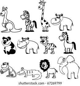 extra large set of animals in black and white