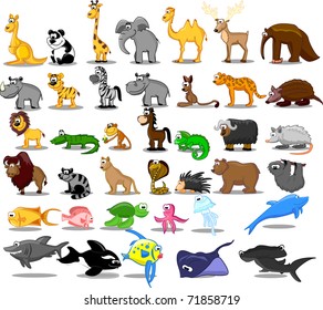 Extra large set of animals including lion, kangaroo, giraffe,