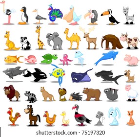 Extra large set of animals including lion, kangaroo, giraffe, elephant, camel, antelope, hippo, tiger, zebra, rhinoceros