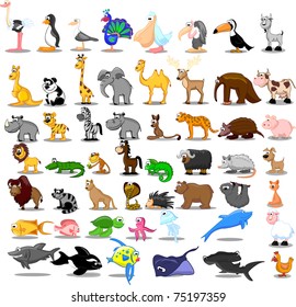 Extra large set of animals including lion, kangaroo, giraffe, elephant, camel, antelope, hippo, tiger, zebra, rhinoceros