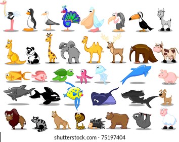 Extra large set of animals including , kangaroo, giraffe, elephant, camel,