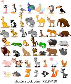 Extra large set of animals including lion, kangaroo, giraffe, elephant, camel, antelope, hippo, tiger, zebra, rhinoceros