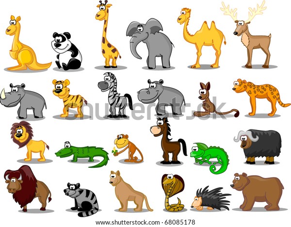 Vektor Stok Extra Large Set Animals Including Lion (Tanpa Royalti ...