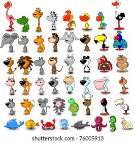 Extra large vector set of different cute animals