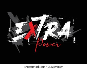 Lema de letras extra, tipografía gráfica de diseño vectorial de camiseta, textura abstracta, bueno para estilo casual, gráficos, carteles, impresiones, postales, caricaturas sobre fondo negro.