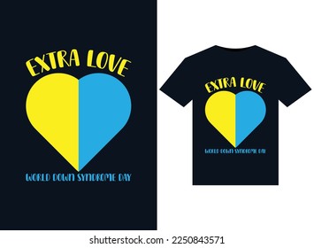 Extra Love World Down Syndrome Day ilustraciones para el diseño de camisetas listas para imprimir