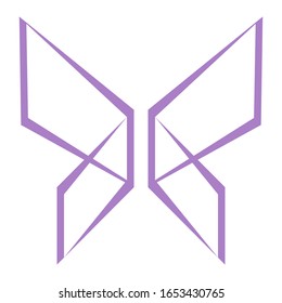 Extra minimalistic cyber butterfly. Vector geo,etric illustration 10 EPS. Modern art. Flat purple logo