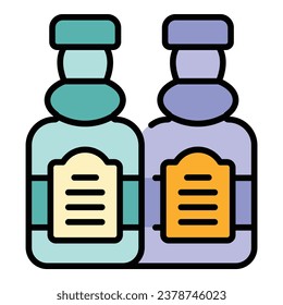 Extra olive oil bottle icon outline vector. Food plant. Vegetable jar color flat
