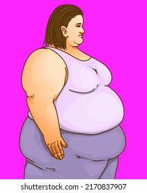 Extra pounds problems. Overweight problems. Belly fat. Healthcare Illustration. Vector illustration. 