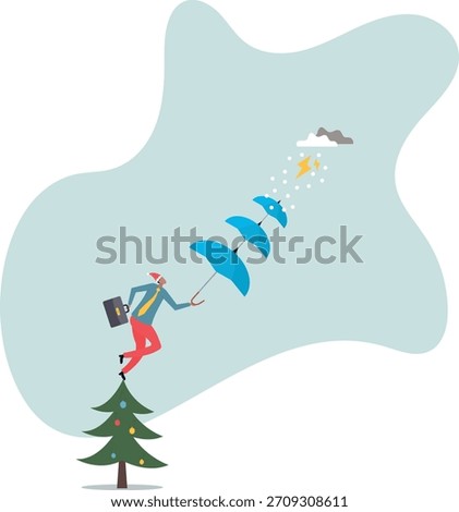 Extra protection for thunderstorm ahead, business protection or insurance, resilience or shield to survive crisis situation.about a man and his life.