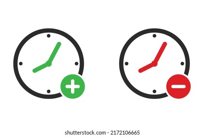 Extra and reduce time simple icon. Clipart image isolated on white background