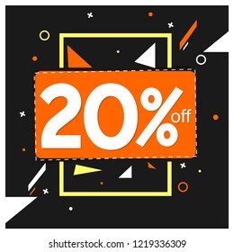 Extra Sale 20% off, poster design template, discount banner, vector illustration