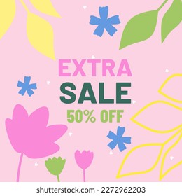 Extra Sale 50% off. Social media sale banners design. Vector illustration templates for web banners, social media posts, mobile app, internet ads. Vector illustration